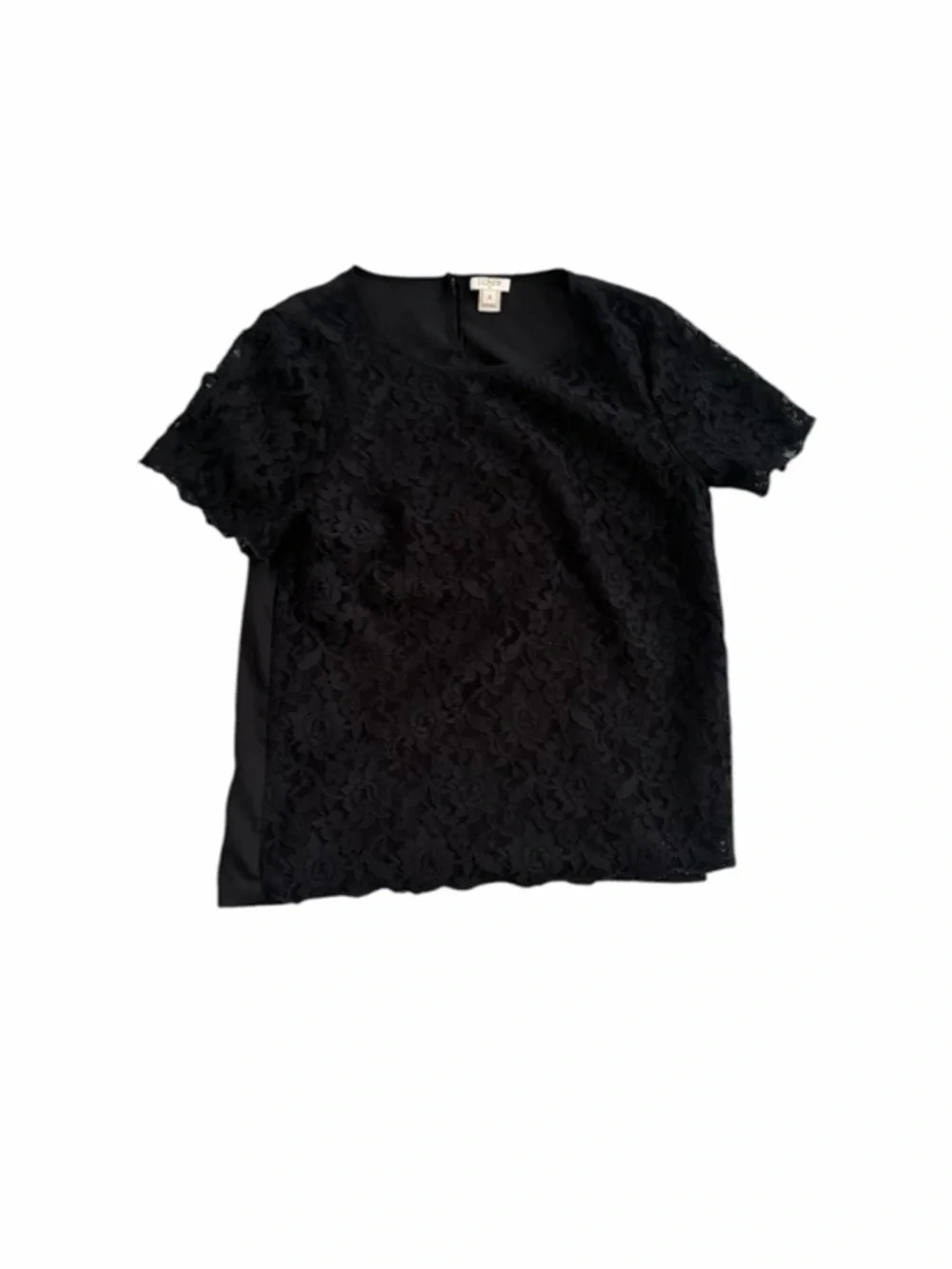 J. Crew Black Lace Short-Sleeve Women's Top